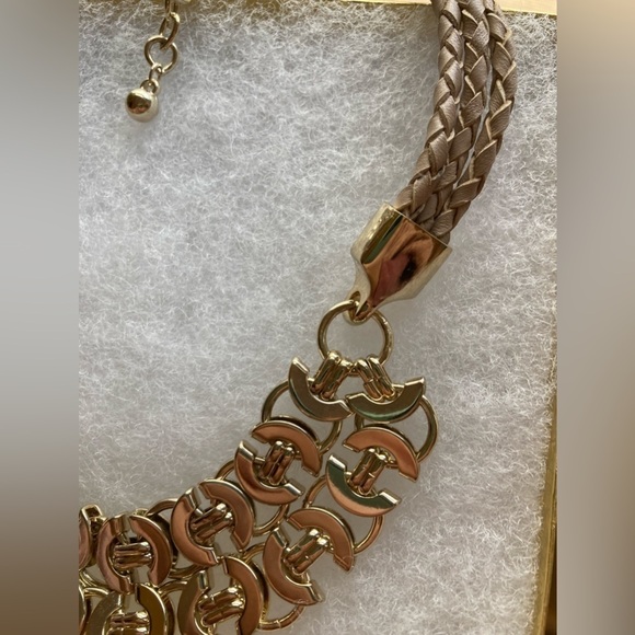 White House Black Market Link Design‎ with Braided Leather Necklace - Picture 5 of 8